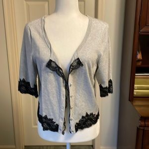 INC Lace trimmed cropped sweater